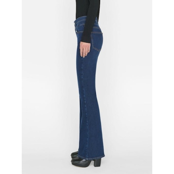 Frame Denim High Flare Double Waist Band Denim Jeans in Majesty Blue - Picture 2 of 9